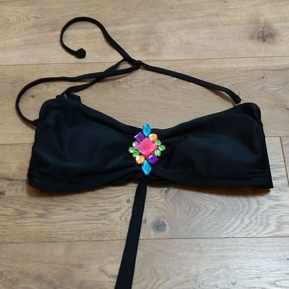 Bongo rhinestones swim top halter style L - Picture 1 of 7